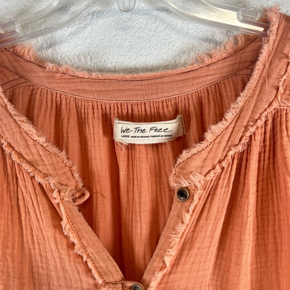 We The Free Moving Mountains Oversized Raw Hem Button Front Long Sleeve Large - Picture 5 of 8